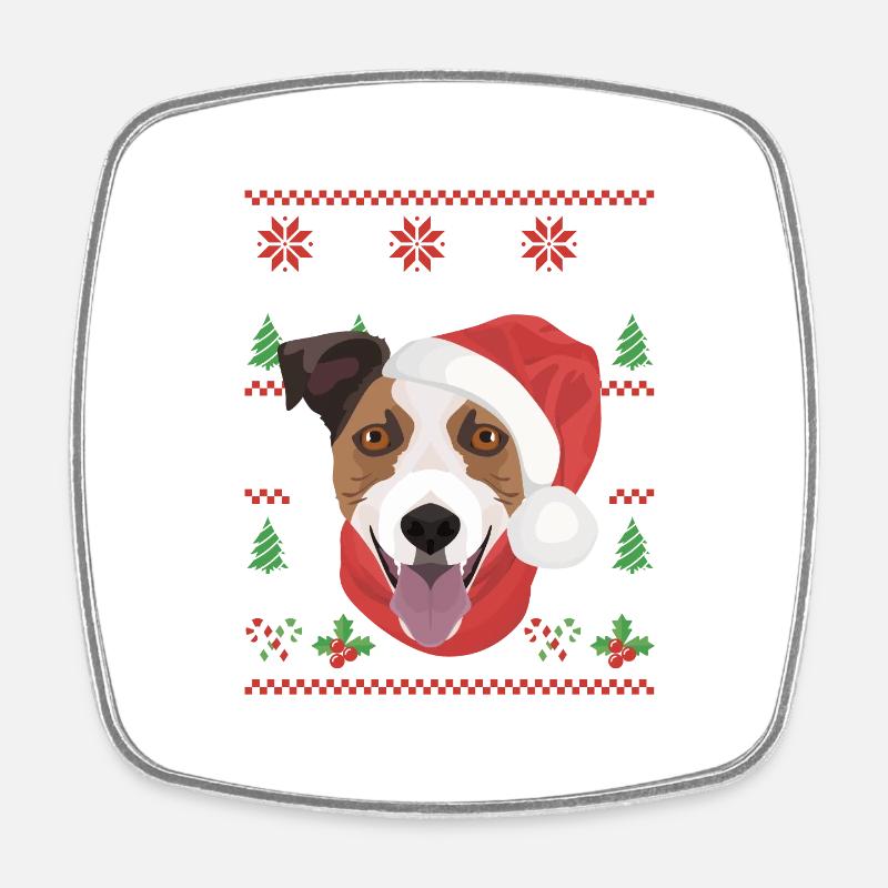 Jack Russell Terrier Joyeux Noël - Magnet carré - blanc