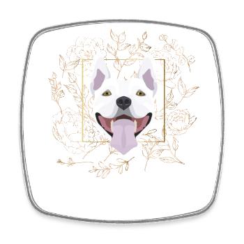 Golden Dog Bull Terrier - Square fridge magnet - white - Front