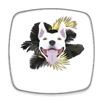 Golden Dog Bull Terrier - Square fridge magnet - white - Front