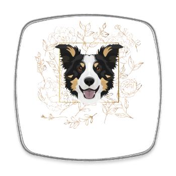Golden Dog Border Collie - Magnet carré - blanc - Devant