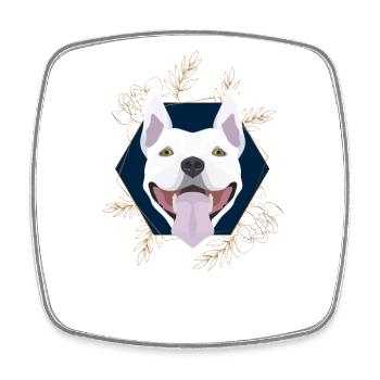 Golden Dog Bull Terrier - Square fridge magnet - white - Front