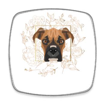 Goldener Hund Deutscher Boxer - Viereckiger Kühlschrankmagnet - Weiß - Vorne