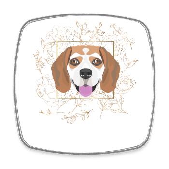 Goldener Hund Beagle - Viereckiger Kühlschrankmagnet - Weiß - Vorne