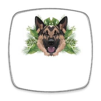 Tropical German Shepherd - Square fridge magnet - white - Front
