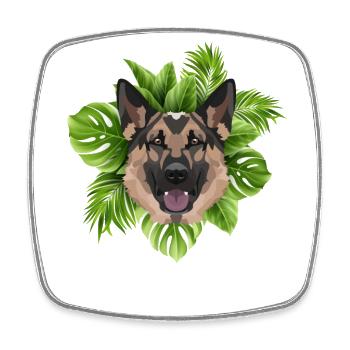 Tropical German Shepherd - Square fridge magnet - white - Front