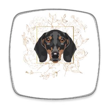 Golden Dog Dachshund - Square fridge magnet - white - Front