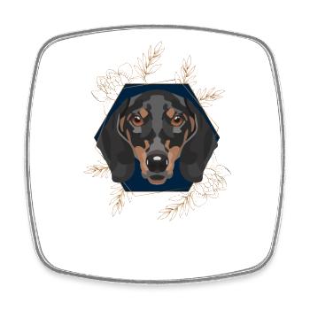 Golden Dog Dachshund - Square fridge magnet - white - Front