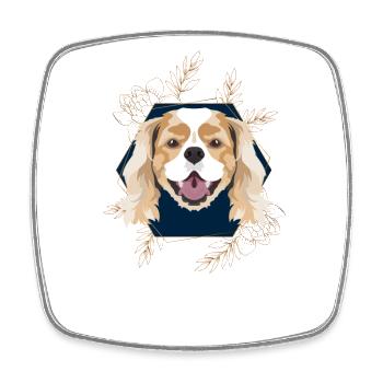 Golden Dog Cavalier King Charles Spaniel - Square fridge magnet - white - Front