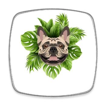 Tropical French Bulldog - Square fridge magnet - white - Front