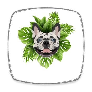 Tropical French Bulldog - Square fridge magnet - white - Front