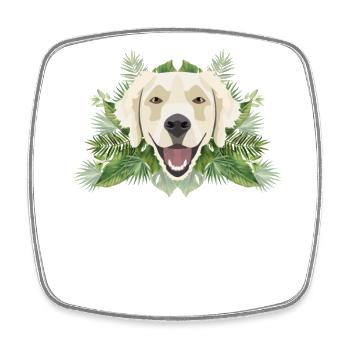 Tropical Golden Retriever - Square fridge magnet - white - Front