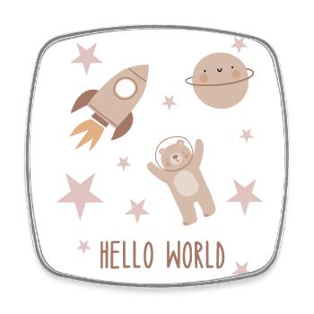Hello World | Weltall Boho-Style - Viereckiger Kühlschrankmagnet - Weiß - Vorne