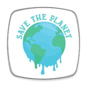 Save The Planet - Viereckiger Kühlschrankmagnet - Weiß - Vorne