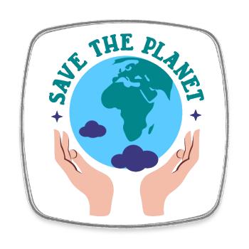 Klimawandel Save The Planet - Viereckiger Kühlschrankmagnet - Weiß - Vorne