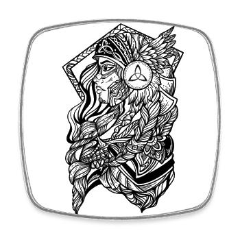Shield Maiden Valkyrie - Viking Woman of the North - Square fridge magnet - white - Front