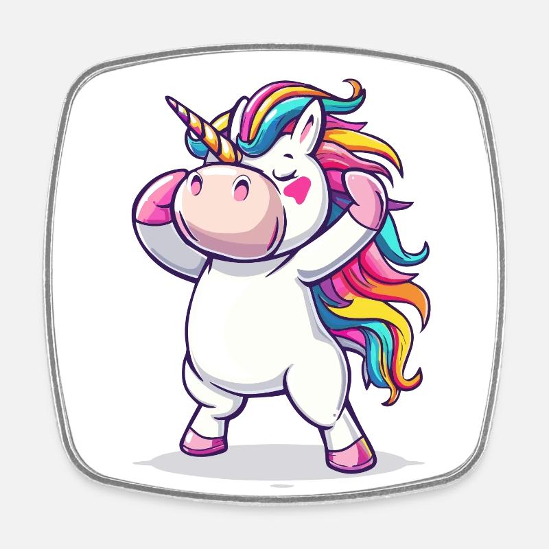 Dancing Unicorn - Square fridge magnet - white