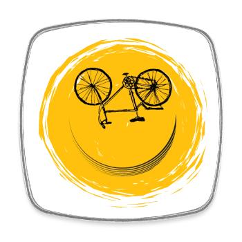 Fahrrad gesicht - Viereckiger Kühlschrankmagnet - Weiß - Vorne