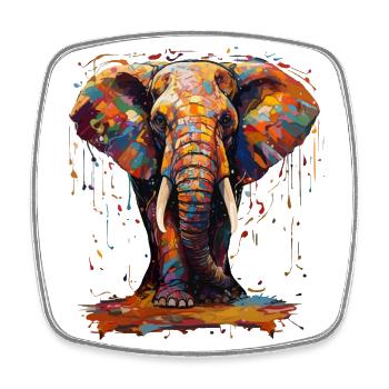 Elephant farbenfroh - Viereckiger Kühlschrankmagnet - Weiß - Vorne