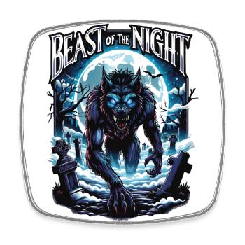 Bestie der Nacht - Werwolf Design. Gruselig, cool - Viereckiger Kühlschrankmagnet - Weiß - Vorne