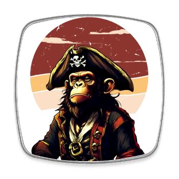 Capitaine Bande Dessinée Singe Pirate Caraïbes - Magnet carré - blanc - Devant