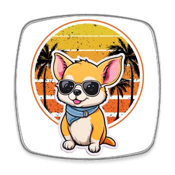 Chiller Chihuahua Ostküste Westküste - Viereckiger Kühlschrankmagnet - Weiß - Vorne