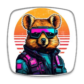 Quokka with hamster cheeks in the sunset - Square fridge magnet - white - Front