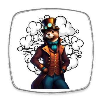 Inventive Otter Steampunk Technikotter - Square fridge magnet - white - Front