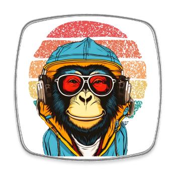 Chill Monkey Sunglasses Relaxed Chimpanzee - Square fridge magnet - white - Front
