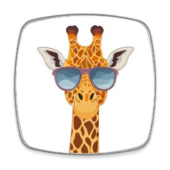 Griaffe mit Sonnenbrille - Viereckiger Kühlschrankmagnet - Weiß - Vorne