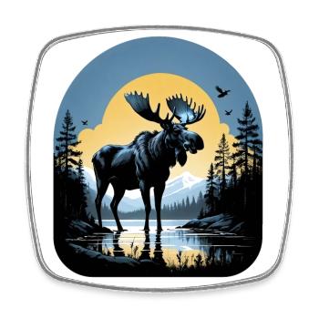 Elch See Natur Skandinavien Wild Wald Schweden - Viereckiger Kühlschrankmagnet - Weiß - Vorne