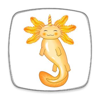Gelber Einhorn-Axolotl - Viereckiger Kühlschrankmagnet - Weiß - Vorne