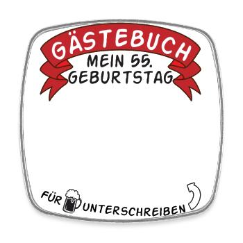 Guestbook My 55th Birthday Gift Idea - Square fridge magnet - white - Front