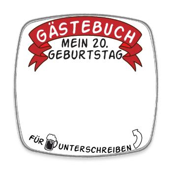Gästebuch Mein 20. Geburtstag Geschenkidee - Viereckiger Kühlschrankmagnet - Weiß - Vorne