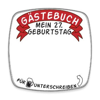 Guestbook My 27th Birthday Gift Idea - Square fridge magnet - white - Front
