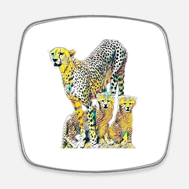 guépard - Magnet carré - blanc