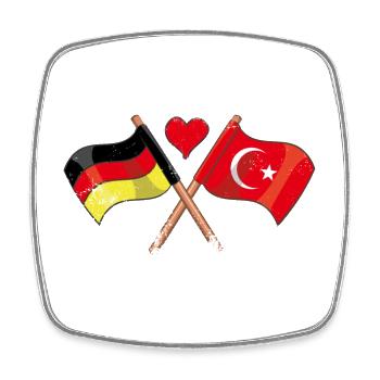 I love Turkey Germany flag flag heart - Square fridge magnet - white - Front