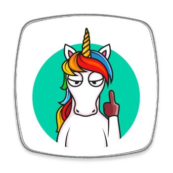 Schlechte Einstellung Einhorn-lustiges Geschenk für Erwachsene, die - Viereckiger Kühlschrankmagnet - Weiß - Vorne