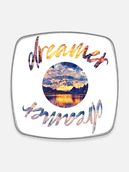 Dreamer - Square fridge magnet - white