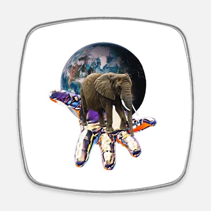 Elefant - Viereckiger Kühlschrankmagnet - Weiß