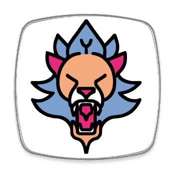 Roaring Lion - Square fridge magnet - white - Front