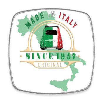 Made in Italy 1957 Oldtimer Car 500 Bambino - Square fridge magnet - white - Front