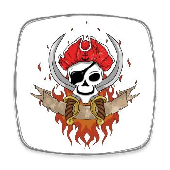 Pirate Skull - Viereckiger Kühlschrankmagnet - Weiß - Vorne