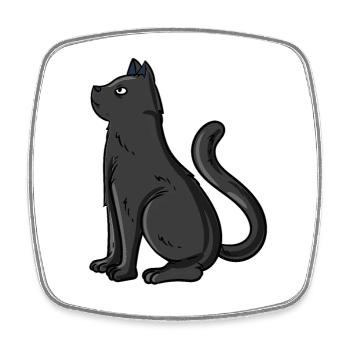 Schwarze Katze - Viereckiger Kühlschrankmagnet - Weiß - Vorne