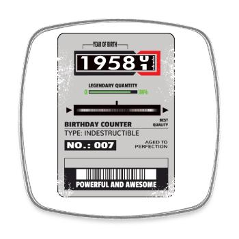 Three-phase meter birthday 1958 gift - Square fridge magnet - white - Front