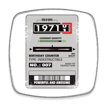 Compteur triphasé anniversaire 1971 Cadeau - Magnet carré - blanc - Devant