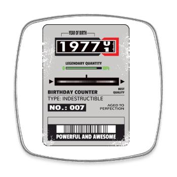 Three-phase meter birthday 1977 gift - Square fridge magnet - white - Front