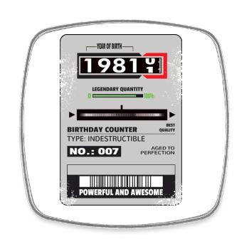 Three-phase meter birthday 1981 gift - Square fridge magnet - white - Front