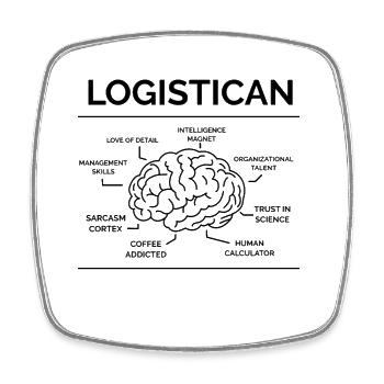 Logistique - Magnet carré - blanc - Devant