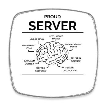 Serveur Serveuse Directeur de restaurant - Magnet carré - blanc - Devant