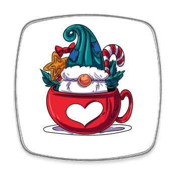 Christmas gnome in a mug - Square fridge magnet - white - Front